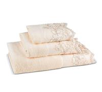 Zahari Home Rose Vine 3 Piece Bath Towel Set - Bath Towel, Hand Towel, Wash Towel - 100% Cotton - Beige