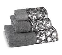 Zahari Home Sinatra 3 Piece Bathroom Towel Set Bath Towel Hand Towel Wash Cloth Absorbent, Silver