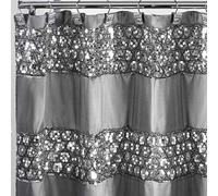 Zahari Home Sinatra Bathroom Shower Curtain Glamorous Bling Fabric Shower Curtain, 72"x70", Silver