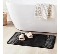 Zahari Home Sinatra Black Bathroom Rug Classic Luxury Bath Rug Contemporary Decor Black Bath Mat for Shower Unique Design Stylish Bathroom Rug Bath Shower Tub Decor Bling