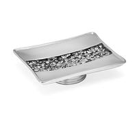 Zahari Home Sinatra Soap Dish Unique Design Stylish Bling Glass Mosaic Décor Soap Bar Holder, Silver