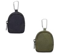 ZAHD 2 pieces coin purse, coin purse, mini backpack, key fob, coin purse with zip, mini key purse, key ring with mini wallet, black green, No