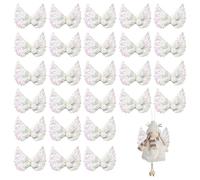 ZAHD 30 Pieces Sequin Wings Patches Small Angel Wings Mini Angel Wings for Worry Worms Mini Wings for Ornaments Fabric Sequins Wings Patches for DIY Projects for Sewing (White)