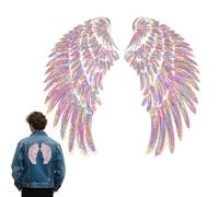 ZAHD Angel Wings Sequin Embroidery Sequins Iron On Patch Angel Wings Sequins Angel Wings Embroidered Big Angel Wings Sequins Patches (Multicolor)