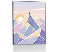 ZAhdfO Abstract mountain canvas mural, minimalist landscape painting, sunset and solitary hiker, modern geometric wall decoration(30x40cm/Frameless)