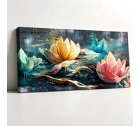 ZAhdfO Canvas Wall Art Lotus Floral Abstract Textured Artistic Print for Living Room Bedroom Bathroom Office Dining Area Home Interior Space Decoration(40x80cm/Frameless)