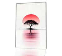 ZAhdfO Minimalist Sunset Trees Canvas Wall Mural - Pink Sun Reflection Landscape Painting, Suitable for Living Room and Bedroom Decor(60x80cm/Frameless)