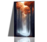 ZAhdfO Misty Forest Canvas Wall Art, Orange Abstract Tree Landscape Print, Modern Nature Wall Decor for Living Room, Bedroom & Office(65x125cm/Internal Frame)