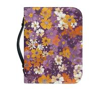 ZAHHYG Bible Cover Case for Women Leather Purple Yellow Book Pouch with Handle, Waterproof Multi-Functional Large Size, Zipper and Multi-Pockets for Men, Women 28.5x5.11cm