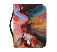 ZAHHYG Bible Cover Large Abstract Pu Leather Carrying Book Pouch Protective with Zip, Bible Bag with Handle for Men, Women, Friends 30.5x6.3cm