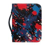 ZAHHYG Bible Cover Large Blue Abstract Pu Leather Carrying Book Pouch Protective with Zip, Bible Bag with Handle for Men, Women, Friends 30.5x6.1cm