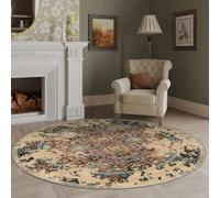 ZAHHYG Circular Rug 100Cm Brown Blue Modern Circle Rug Soft and Durable | Foldable round rugs,Living Room Non Slip Washable Shaggy Carpet For Home Decor and Room Floor Mat