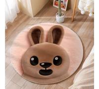 ZAHHYG Circular Rug 100Cm Brown Rabbit Modern Circle Rug Soft and Durable | Foldable round rugs,Living Room Non Slip Washable Shaggy Carpet For Home Decor and Room Floor Mat