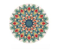 ZAHHYG Circular Rug 100Cm Green And Red Modern Circle Rug Soft and Durable
