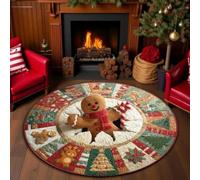 ZAHHYG Circular Rug 100Cm Red Brown Modern Circle Rug Soft and Durable | Foldable round rugs,Living Room Non Slip Washable Shaggy Carpet For Home Decor and Room Floor Mat