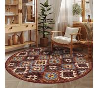 ZAHHYG Circular Rug 100Cm Red Brown Modern Circle Rug Soft and Durable | Foldable round rugs,Living Room Non Slip Washable Shaggy Carpet For Home Decor and Room Floor Mat