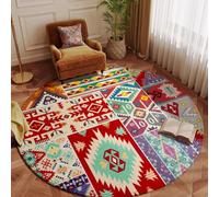 ZAHHYG Circular Rug 100Cm Red Green Modern Circle Rug Soft and Durable
