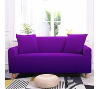 ZAHHYG Couch Covers 4 Seater Elegant Deep Purple Sofa Cover Protector Slipcover Couch Covers Soft Stretch Stylish for Sofas Dogs Pets Cats Furniture with Non Slip Straps (93-118inch)