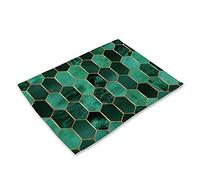 ZAHHYG Placemats Emerald Green Marble Table Mats Set of 4 Place flax Place Mats Heat Resistant Table Mats Heat Proof Placemat Stain-resistant Non-slip Washable Dinner Mats Round Tables Kitchen