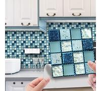 ZAHHYG Tile Stickers Duck Egg Blue Mosaic Stick on Tiles PVC Self Adhesive Wall Tiles Waterproof Bathroom Tile Stickers Oil Proof Kitchen Tile Stickers DIY Peel and Stick Floor Tiles10 PC(15x15cm)