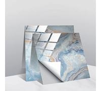 ZAHHYG Tile Stickers Light Blue Marble Stick on Tiles PVC Self Adhesive Wall Tiles Waterproof Bathroom Tile Stickers Oil Proof Kitchen Tile Stickers DIY Peel and Stick Floor Tiles 10PC(10x10cm)