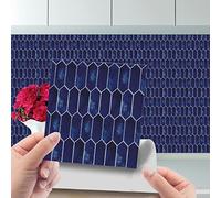 ZAHHYG Tile Stickers Navy Blue Marble Stick on Tiles Waterproof Oil Proof Peel and Stick Floor Tiles PVC Kitchen Tile Stickers Self Adhesive Tile Decals for Living Room Bathroom Decor 24PC(15x15cm)