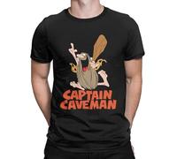 Zahira Vintage Captain Caveman Cavey 1980s Cartoon T Shirt Hanna Barbera Graphic T Shirts Summere Women Men Fashion Short-Sleev Tops Black