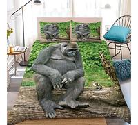ZAHOCAI Double Duvet Covers Set Grass Green Gorilla - Easy Care Ultra Soft Microfibre With Zipper Bedding Double Bed Set With 2 Pillow Cases 19"X29" - Cosy Warm 3d Duvet Sets Double Bed(200x200cm)