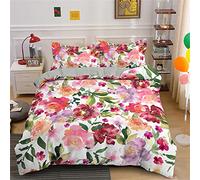 ZAHOCAI King Size Duvet Cover Floral White 3d Pattern Print Duvet Covers King +2 Pillowcases 19"X29" King Size Bedding Sets Cosy King Size Duvet Cover Sets Smooth Duvet Cover King Size