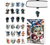 Zahoken 24 Days of Christmas Advent - 2D Acrylic Dragon Baby Ornaments 24 Days Advent - Animal Charm, Countdown Calendar 2025 for Christmas Tree Party Window Wall Car Rearview Mirror Decor