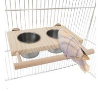 Zahoken Bird Perches for Cage - Parakeet Perches Bird Feeder Stand - Wooden Parakeet Cage Accessories with Food Bowls for Small Medium Finch Macaw Lovebirds Enrichment Boredom
