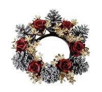 Zahoken Christmas Candle Wreath - Christmas Candle Rings for Pillars | Candlestick Holder Decoration with Artificial Pine Cone Floral for Party Home Cabinet Table Centerpiece Fireplace Mantel