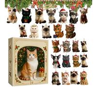 Zahoken Christmas Countdown Advent - Christmas 24 Days Cat Figurine Countdown Advent - Charm Decorative for Holiday December Shelf Desk Window Door Entryway Living Room Bedroom Office Collectors