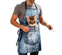 Zahoken Cute Cooking Apron | Waterproof Cat Design Smock Adjustable Straps | with Adjustable Straps Grilling Apron | for Kitchen Cooking Grilling BBQ Activity Pizza Baking Painting Artist Grooming