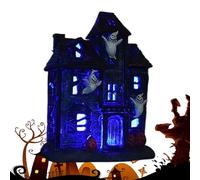 Zahoken Halloween Village Houses - Lighted Village Haunted House for Party | Spooky Decor Halloween Decorations for Bedroom Table Kitchen Indoor Desk Living Room Restaurant Bookshelf