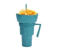 Zahoken Snack and Drink Combo Cup - Bowl Cup Combo, Drink Cups with Snack Bowl On Top, Popcorn Drinks Straw Cups, Snacks Drinks Container, Uitable for Living Room, Outdoor, Travel