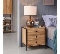 Zahra Bedside Table Cabinet Bedroom Furniture Nightstand 3 Drawer Wotan Oak
