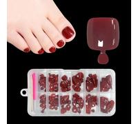ZAHRVIA 120pcs French Tip False Toe Nails, Ready-to-Use Press On Toenail, Acrylic Fake Nails 12 Sizes Stick On Toenails For Women French Tip Gift for Girls, Easy Application (Red)