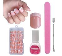 ZAHRVIA French Press on Nails Kit, Square False Nails Fake Nails, 120Pcs French Tip False Nails with Glue on Nail Art Manicure (Deep Arc Short Square)