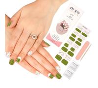 ZAHRVIA Gel Nail Stickers, Semi Cured Nail Wraps, 20 Pcs Nail Polish Strips for Salon, Professional Manicure Set - Spring Green (UV/LED Lamp Required)