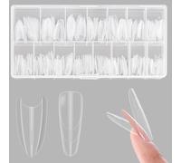 ZAHRVIA Sandwich Nail Dual Forms -Transparent Top & Bottom Design Nail Mold for Poly Builder Gel Extensions for DIY Nail Forms Art 15 Size - 240Pcs Almond Round
