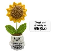 ZAHRVIA Thank You Gifts for Women, Personalised Teacher Gifts for Nursery Teachers Unique Crochet Sunflower Gift Funny Christmas Appreciation Presents for Mothers Thank You for Helping Me Grow