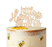 ZAIBIANHAO A Little Hunny Is On The Way Cake Topper - Wooden Bee Theme Baby Shower Party Decoration，Pregnancy Announcement Gender Reveal Party Supplies Photo Props (honey topper)