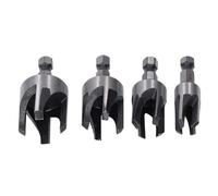 ZAICOLER 1/4in Hex Shank Tapered Plug Cutter Set of 4 Durable Imperial Taper Cutting Tool Silver for Smooth Wood Joining