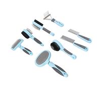 ZAICOLER 8 in 1 Dog Brush Comb Set for Long Haired Pets with Ergonomic Handle and Stainless Steel Teeth, Perfect for Grooming Cats and Dogs