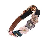 ZAICOLER Adjustable Cat Dog Bow Tie Flower Leather Collar for Small Medium Dogs Cats Soft Comfortable Daily Party Decor (1.3 * 42cm)