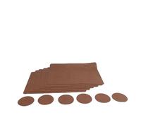 ZAICOLER Anti Scald PVC Leather Placemats Coasters Set Easy to Heat Insulating 6pcs Rectangular Placemats 6pcs Round Coasters for Parties Weddings, Splash Oil Proof (Dark Brown Dark Brown)