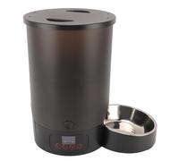 ZAICOLER Automatic Pet Feeder, 3L Stainless Steel Dual Power Supply Large Capacity Cat Dog Feeder with Frosted Visible, Ideal for Home (Black Single Bowl)