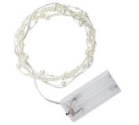 ZAICOLER Beads String Lights Flexible Imitation Pearl LED Lights, No Heating Problems, Ideal for Party Decoration, 85.4 in, White, Battery Operated