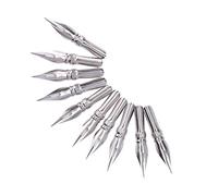 ZAICOLER Calligraphy Nib Replacement Set, Flexible Durable Metal Tips for Art & Comic Book Design, 10 Pcs with Storage Box (Metal Nib)